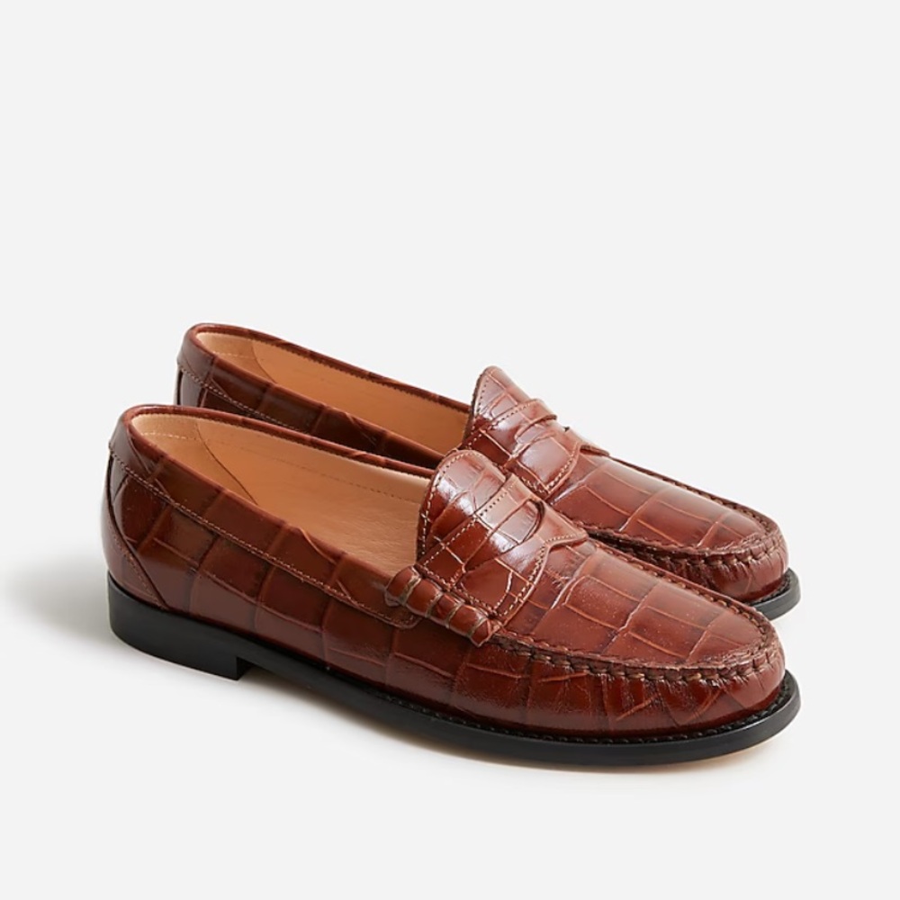 Winona penny loafers in croc-embossed leather